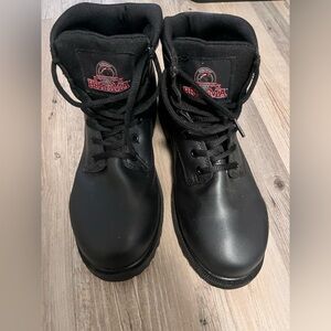 Brahma Black Lace-Up Work Boots with Red Logo